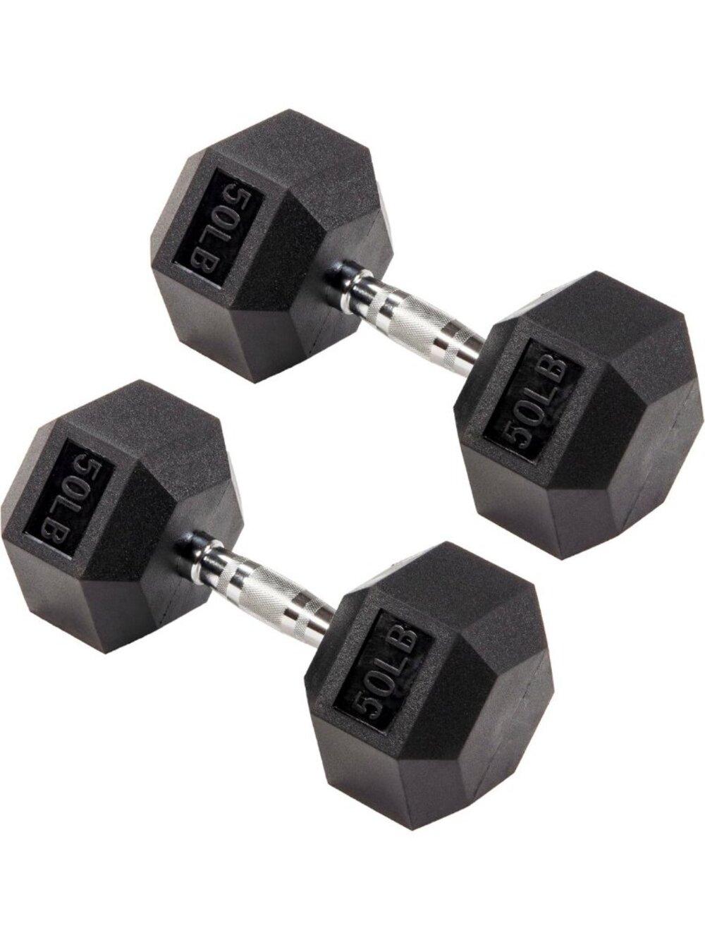 Rubber Coated Hex Dumbbells Hand Weights for Home Gym Workouts, 5-50 lbs Pairs